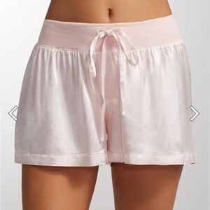 PJ Harlow Mikel Satin Sleep Boxer Shorts in pink // Size S
